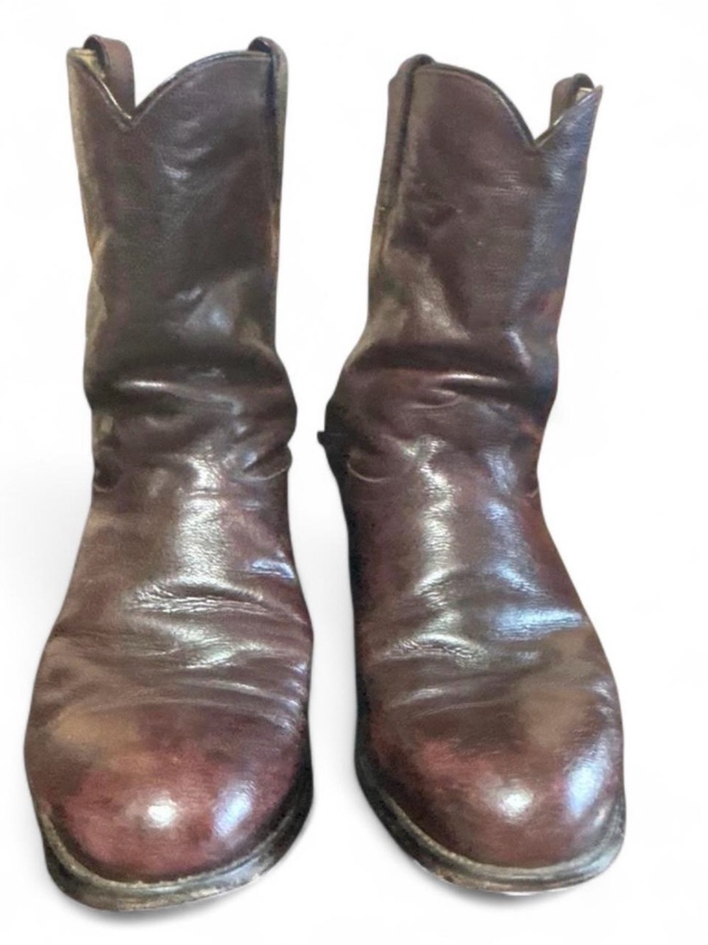 Vintage Justin boots 3435 men’s black cherry leather Roper cowboy boots 13 EE